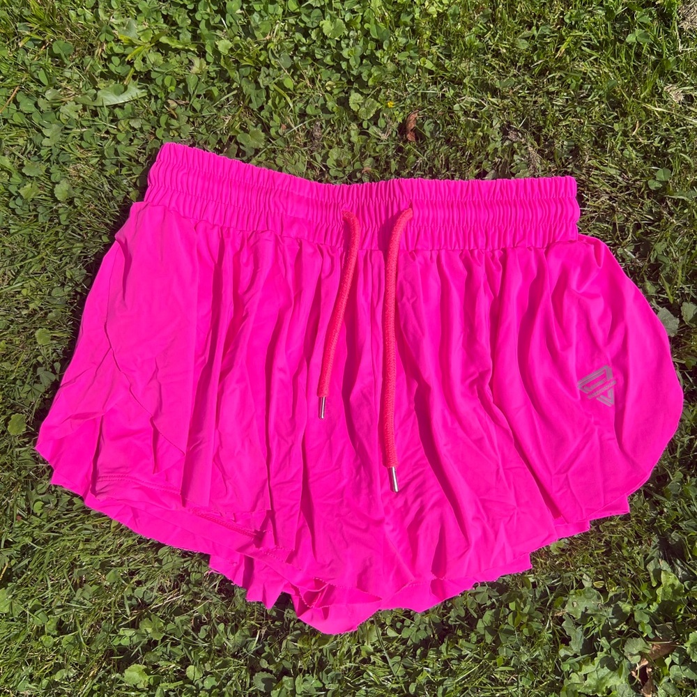 hot pink butterfly shorts size small